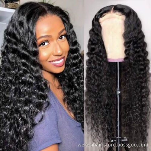 Human Hair Lace Front Wig Factory Price 13*4 Wholesale Cuticle Aligned Unprocessed 4*4 Brazilian Hair Water Wave Kinky Curly
